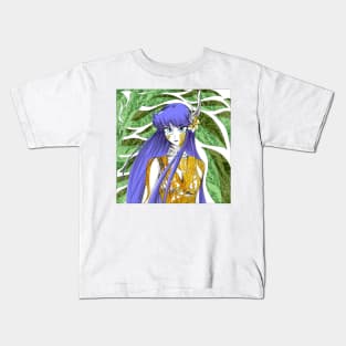 athena in floral golden cloth in the greek myth in saint seiya art Kids T-Shirt